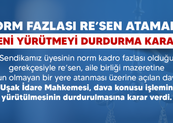 NORM FAZLASI RE’SEN ATAMADA YENİ YÜRÜTMEYİ DURDURMA KARARI